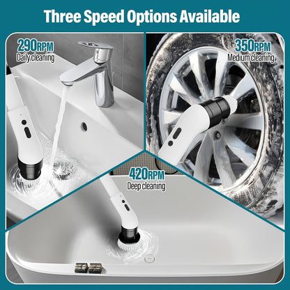 NNETM Cordless Electric Scrubber with 9 Brush Heads